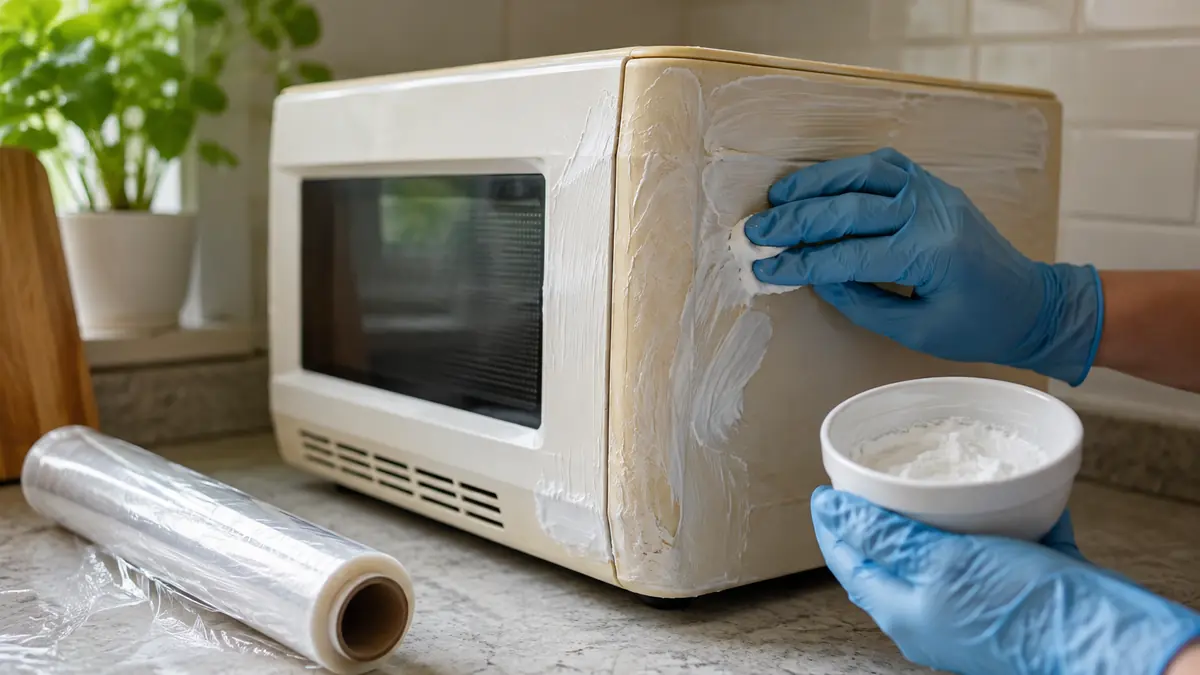 Crema ossigenata applicata sulla plastica del microonde