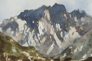 250729 Sasso Manduino dalla spiaggia di Dongo 17,5x19,5 (30x40)