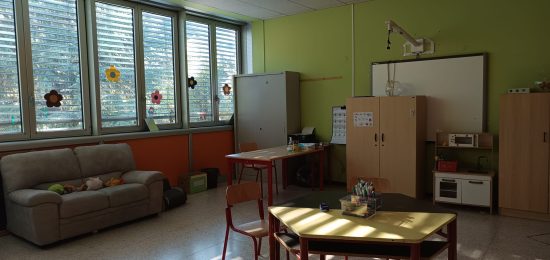 Una delle aule della scuola Corridoni