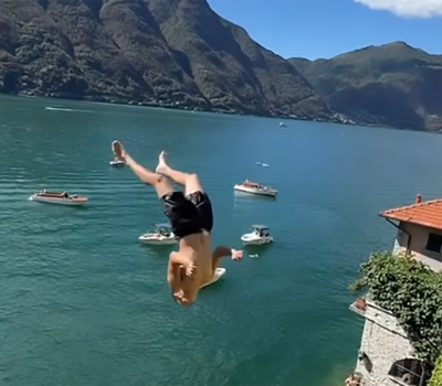 Harry Davies e il tuffo pericoloso nel lago di Como