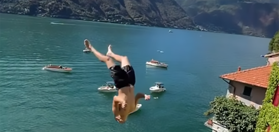 Harry Davies e il tuffo pericoloso nel lago di Como