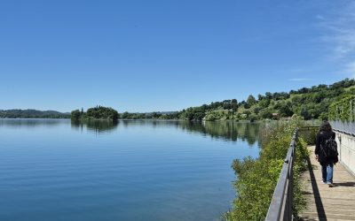 Un tratto della passeggiata in riva al lago di Pusiano
