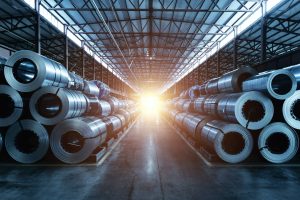 Rolls,Of,Galvanized,Steel,Sheet,Inside,The,Factory,Or,Warehouse.