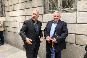 Il sindaco di Cantù, Edgardo Arosio, a sinistra, con il sottosegretario regionale Fabrizio Turba