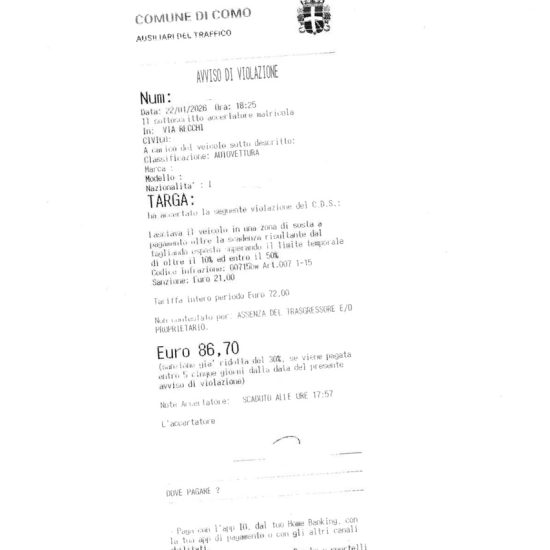 multa recchi vulcano